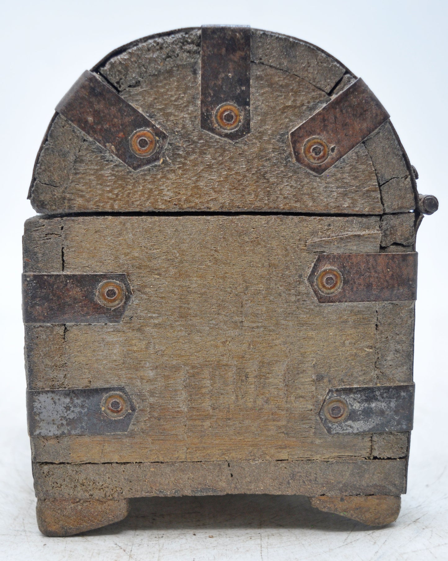 Vintage Wooden Half Round Top Storage Box Original Old Hand Crafted