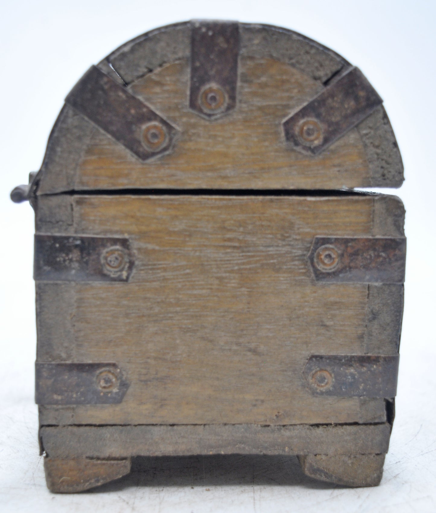 Vintage Wooden Half Round Top Storage Box Original Old Hand Crafted