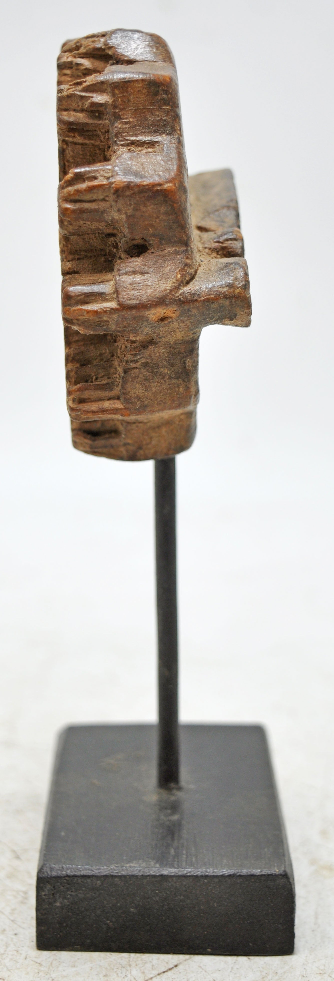 Antique Wooden Textile Printing Block on Stand Original Old Hand Carved