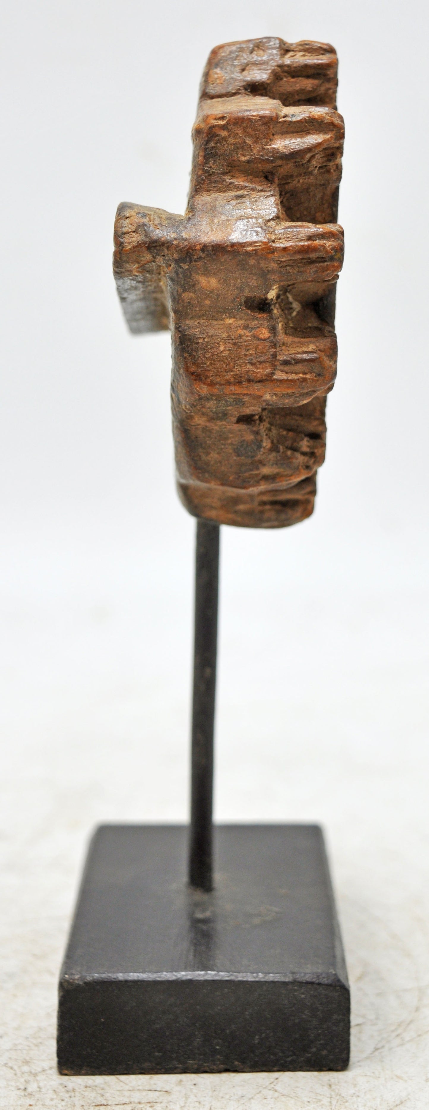 Antique Wooden Textile Printing Block on Stand Original Old Hand Carved