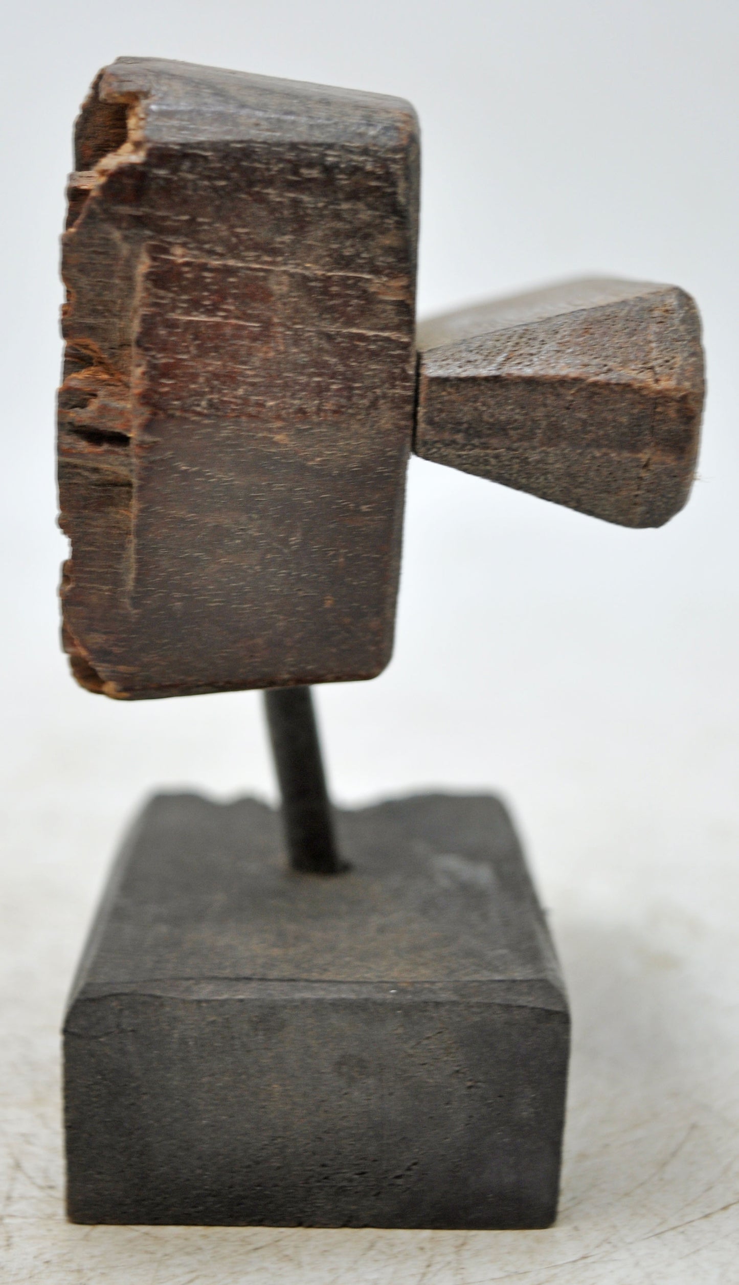 Antique Wooden Textile Printing Block on Stand Original Old Hand Carved