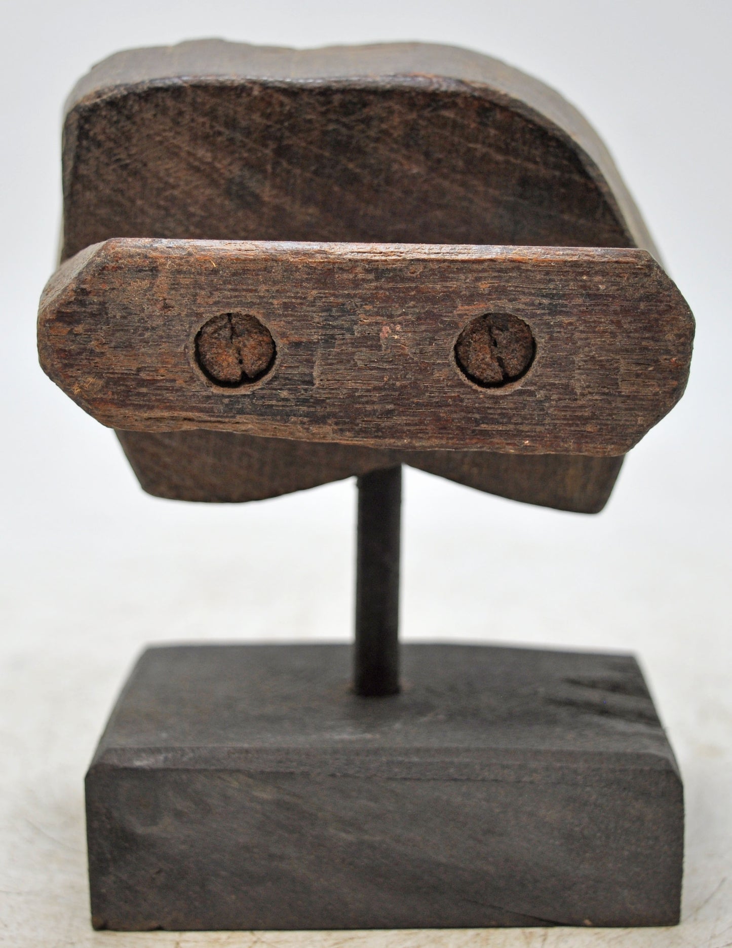 Antique Wooden Textile Printing Block on Stand Original Old Hand Carved