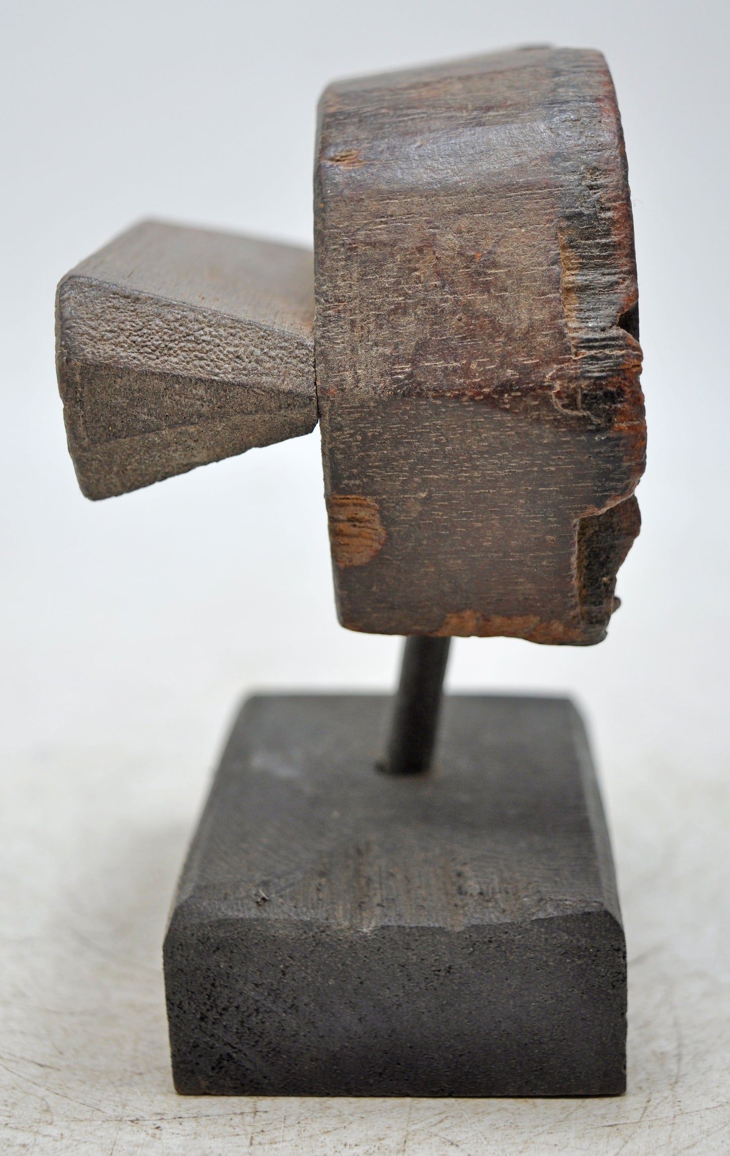 Antique Wooden Textile Printing Block on Stand Original Old Hand Carved