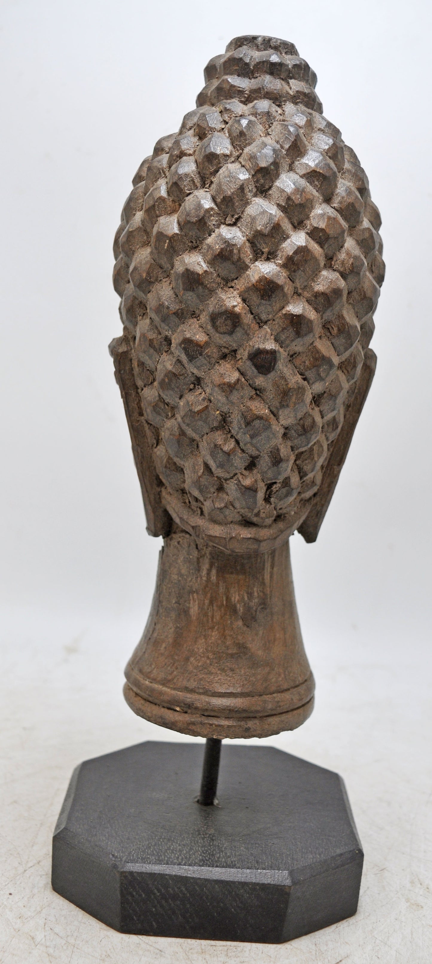 Vintage Wooden Lord Buddha Head Bust Figurine Original Old Fine Hand Carved