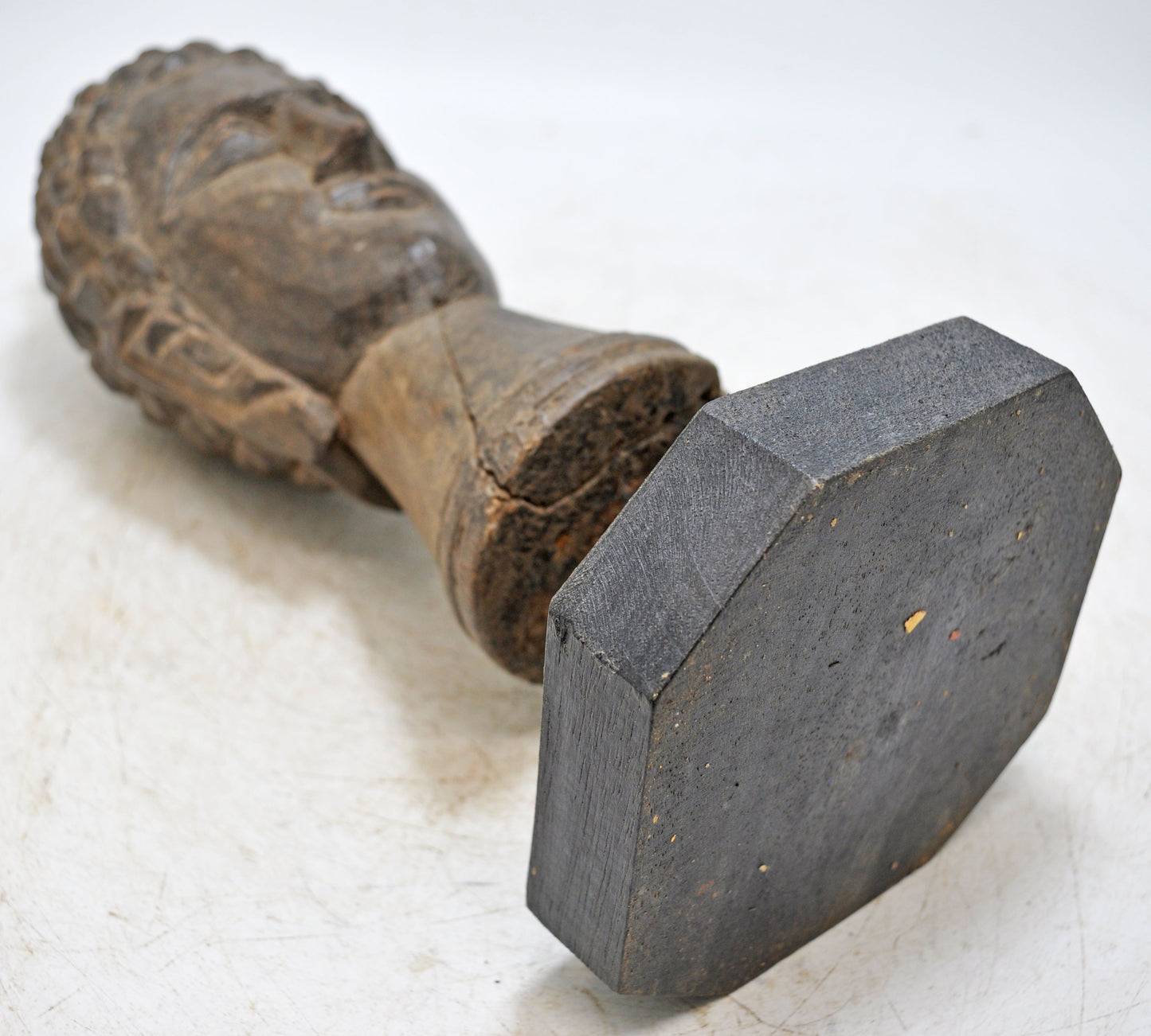 Vintage Wooden Lord Buddha Head Bust Figurine Original Old Fine Hand Carved