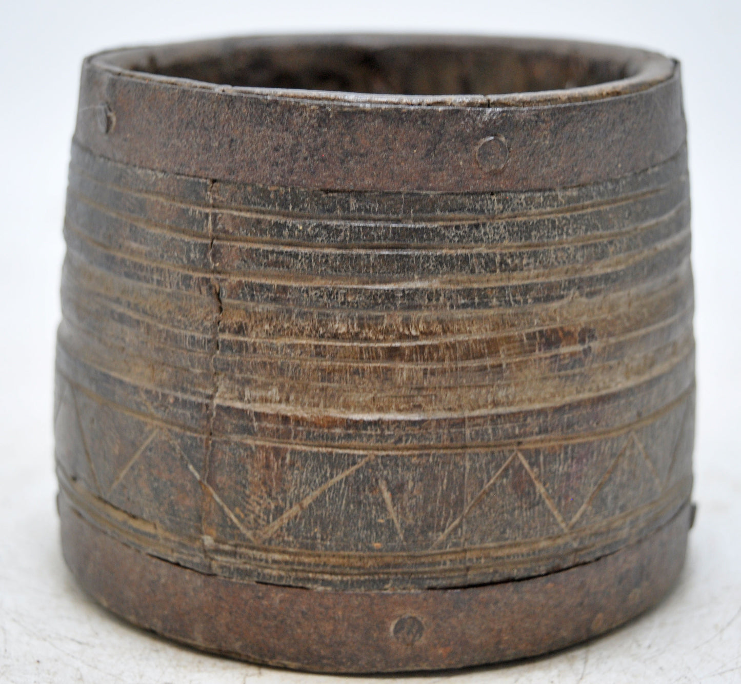 Antique Wooden Kitchenware Grain Measurement Pot Original Old Hand Carved