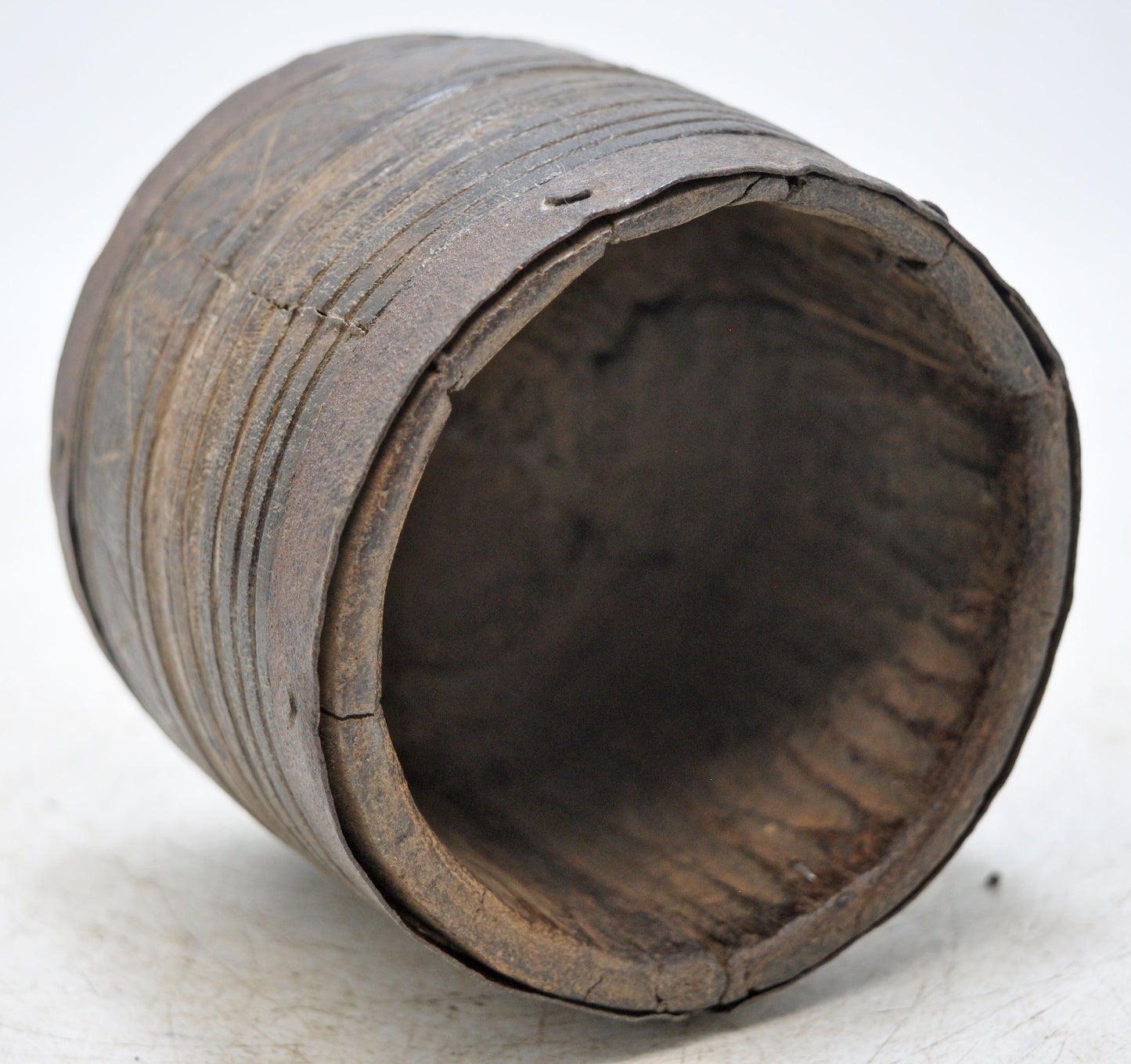 Antique Wooden Kitchenware Grain Measurement Pot Original Old Hand Carved