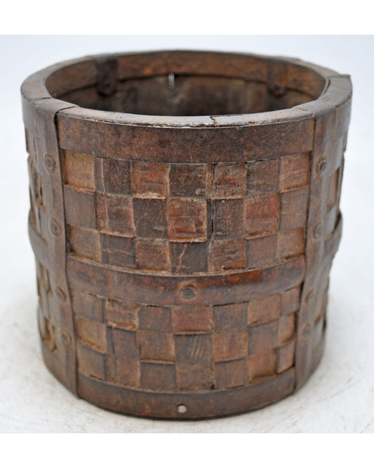 Vintage Wooden Small Grain Measurement Pot Original Old Hand Crafted