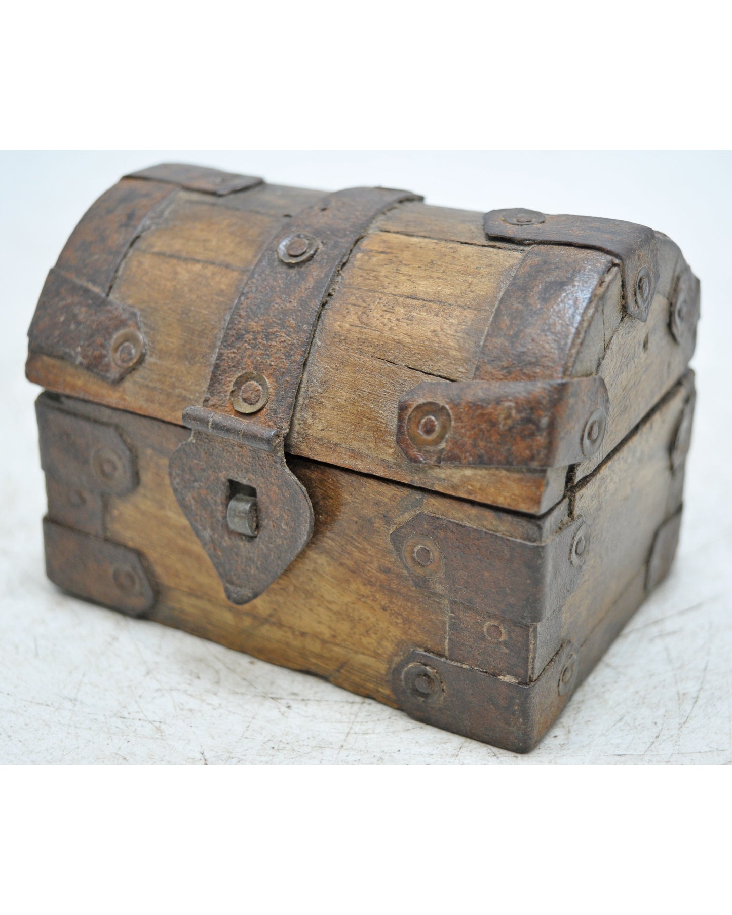 Vintage Wooden Half Round Top Storage Box Original Old Hand Crafted