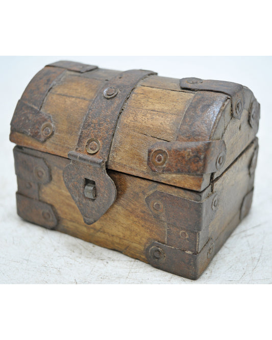 Vintage Wooden Half Round Top Storage Box Original Old Hand Crafted