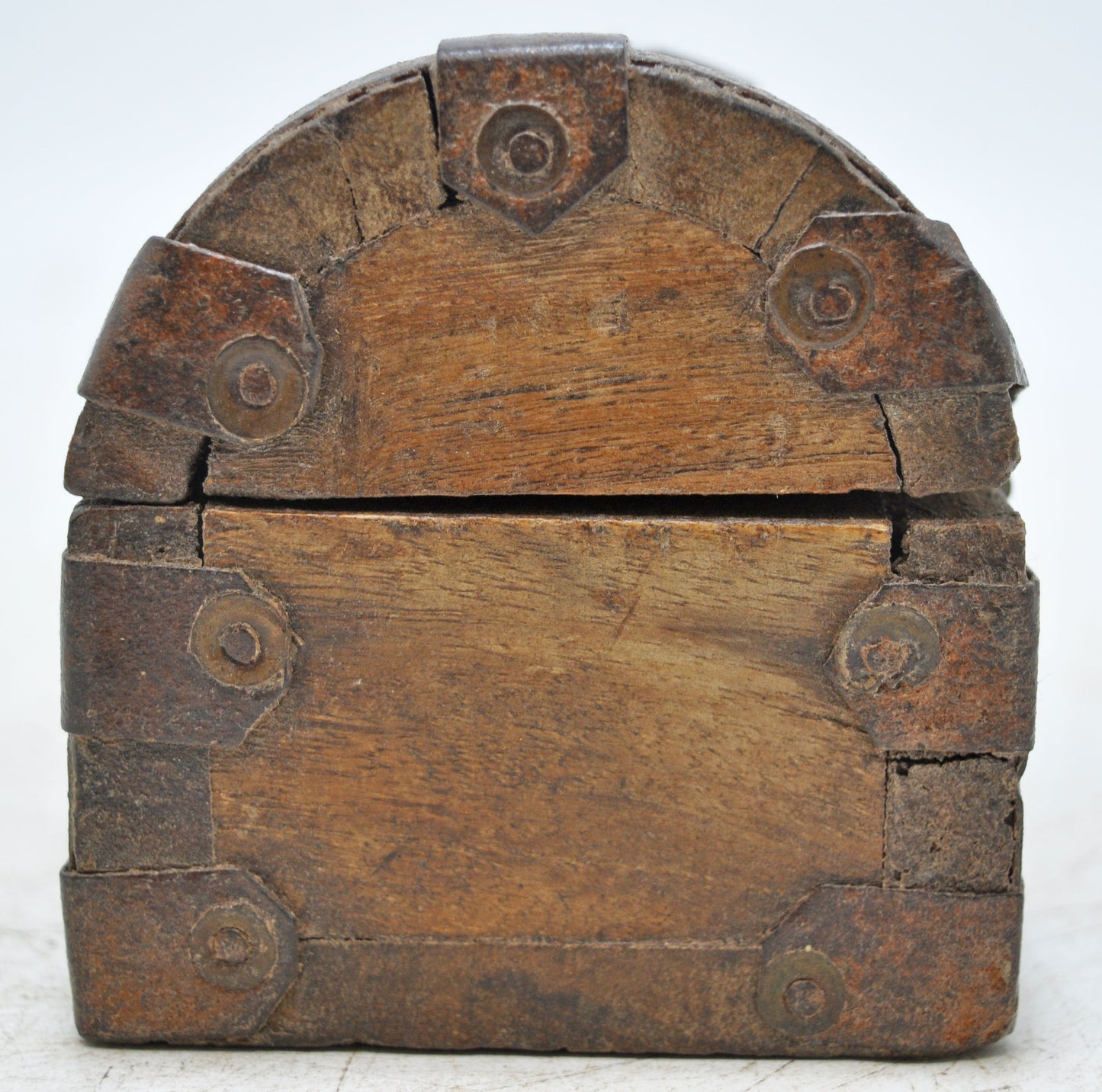 Vintage Wooden Half Round Top Storage Box Original Old Hand Crafted