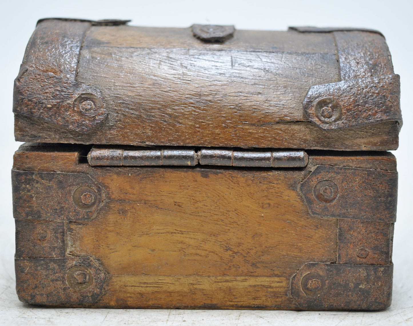 Vintage Wooden Half Round Top Storage Box Original Old Hand Crafted