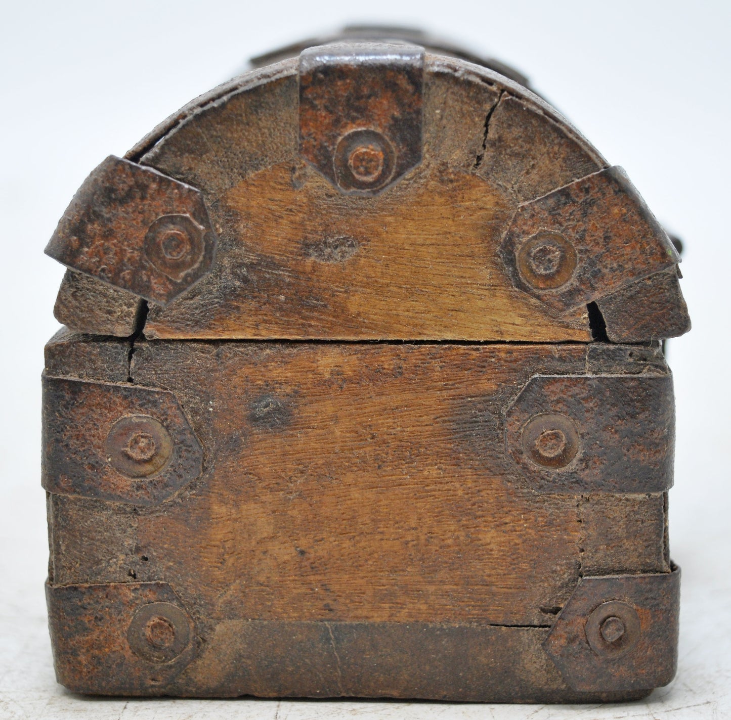 Vintage Wooden Half Round Top Storage Box Original Old Hand Crafted