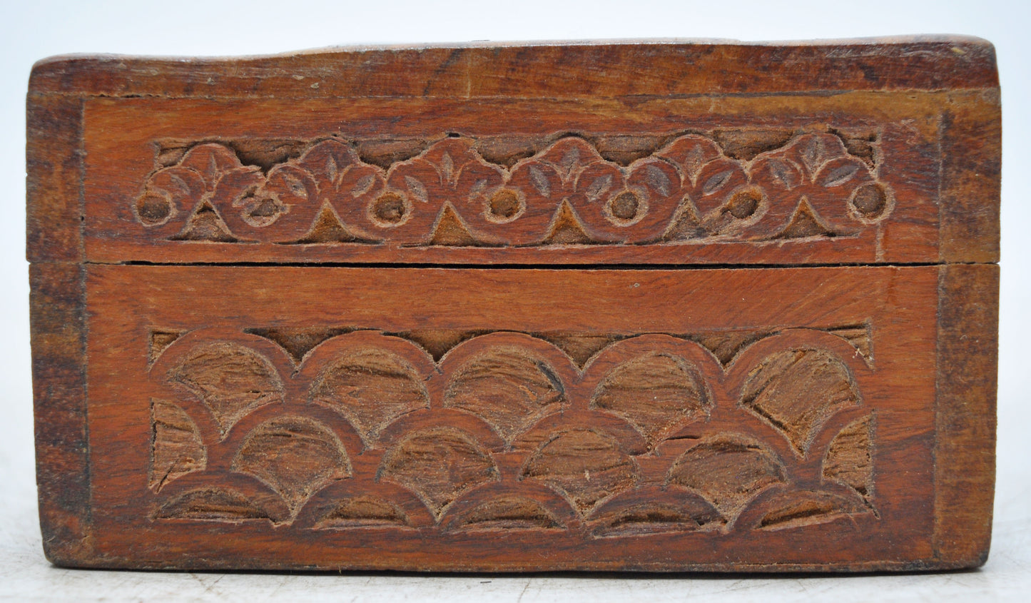 Vintage Wooden Small Jewellery Box Original Old Hand Crafted Carved