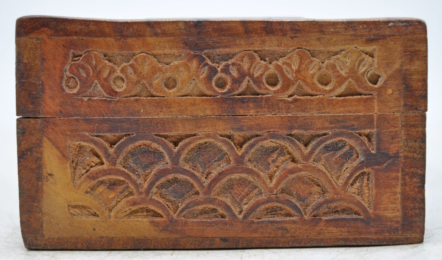 Vintage Wooden Small Jewellery Box Original Old Hand Crafted Carved