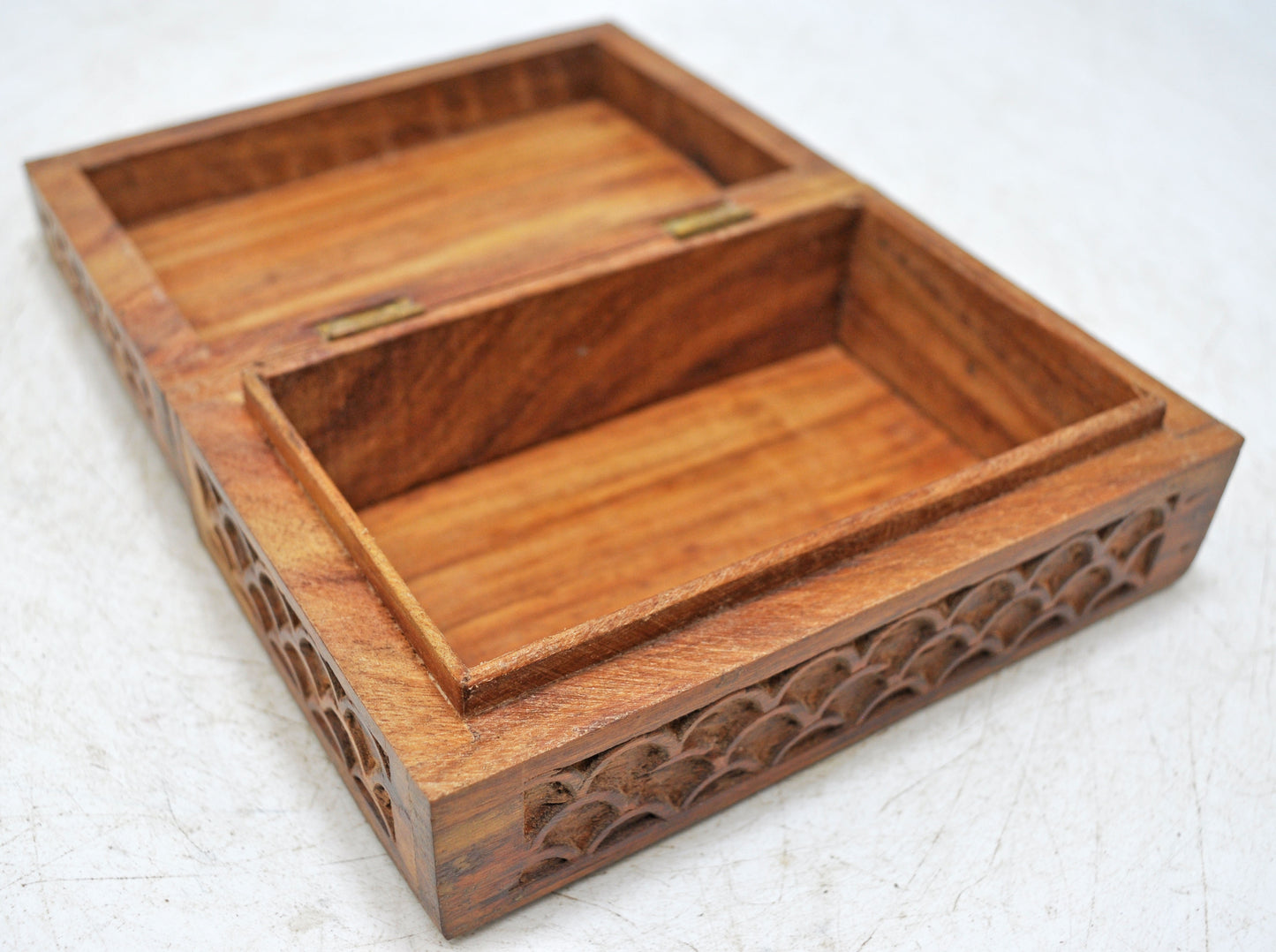 Vintage Wooden Small Jewellery Box Original Old Hand Crafted Carved
