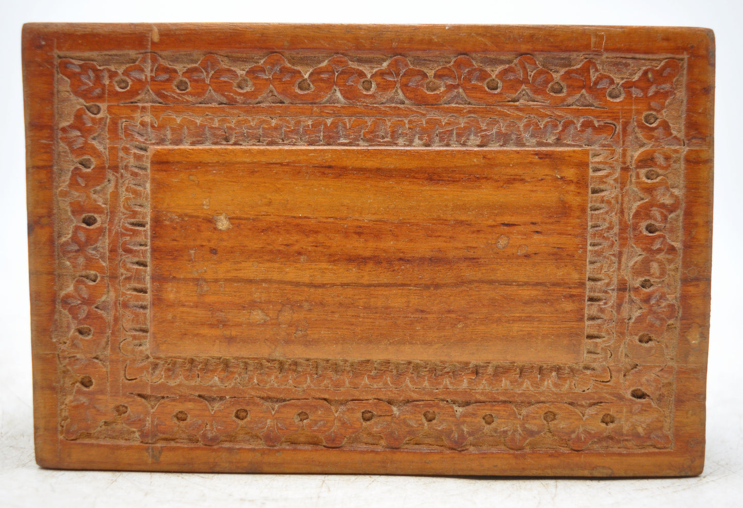 Vintage Wooden Small Jewellery Box Original Old Hand Crafted Carved