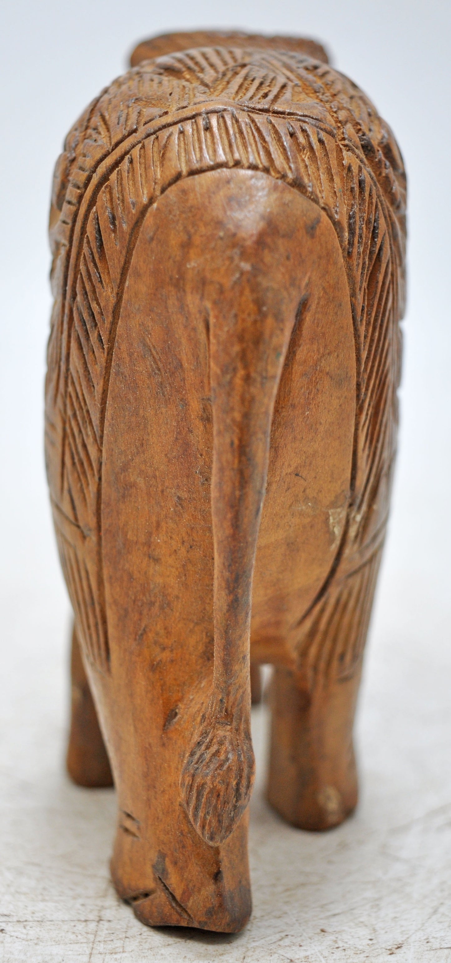 Vintage Wooden Small Elephant Figurine Original Old Fine Hand Carved