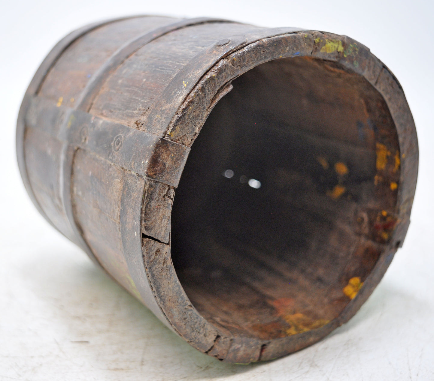 Vintage Wooden Round Grain Measurement Pot Original Old Hand Crafted