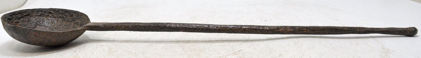 Antique Iron Kitchenware Long Serving Spoon Original Old Hand Crafted