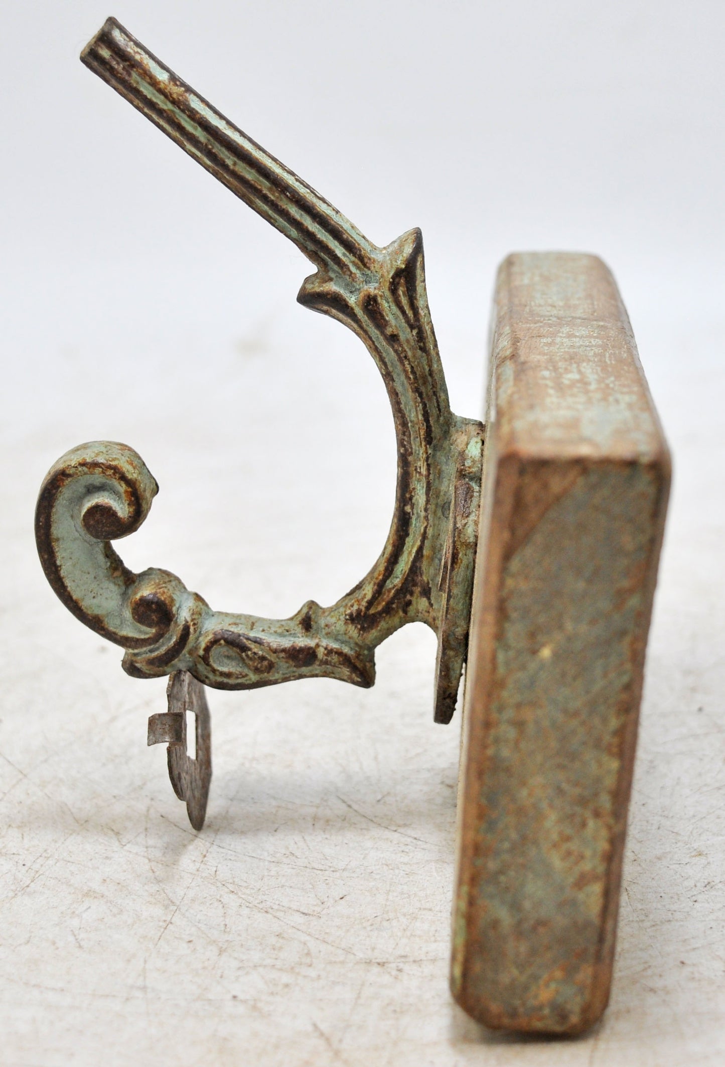 Antique Iron Wooden Wall Hanging 1 Hook Hanger Original Old Hand Crafted