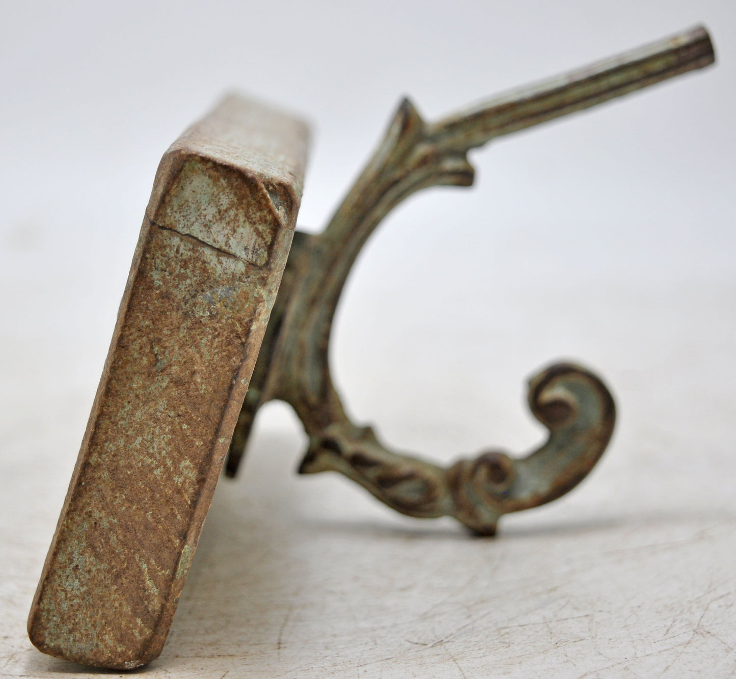 Antique Iron Wooden Wall Hanging 1 Hook Hanger Original Old Hand Crafted