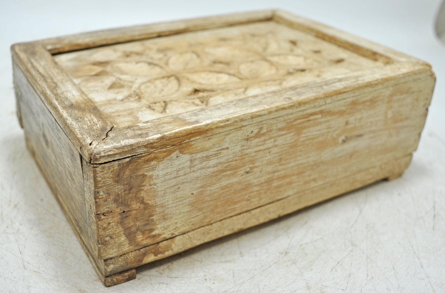 Vintage Wooden Kitchenware Spice Box Original Old Hand Crafted White Rustic