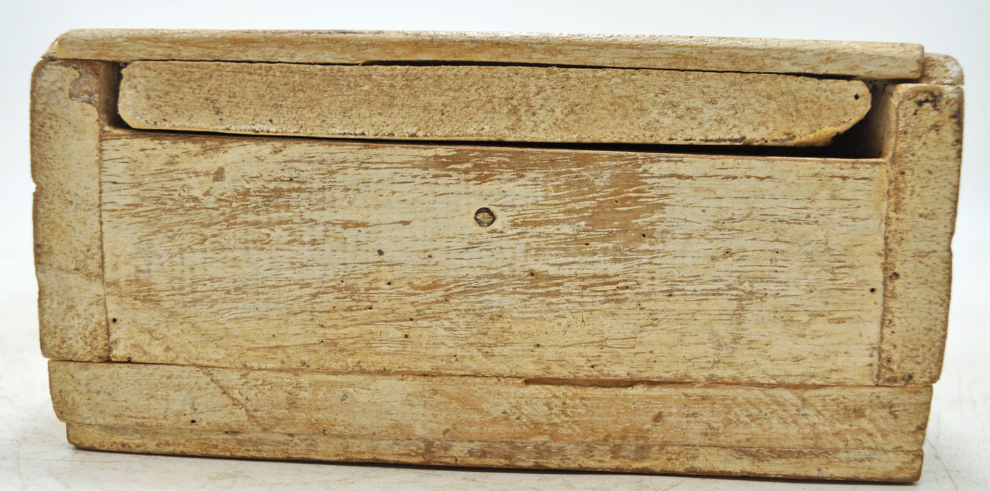 Vintage Wooden Kitchenware Spice Box Original Old Hand Crafted White Rustic