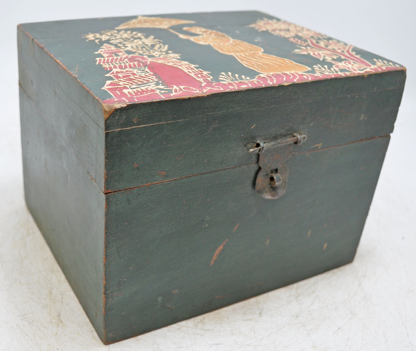Vintage Wooden Storage Chest Box Original Old Hand Crafted Painted