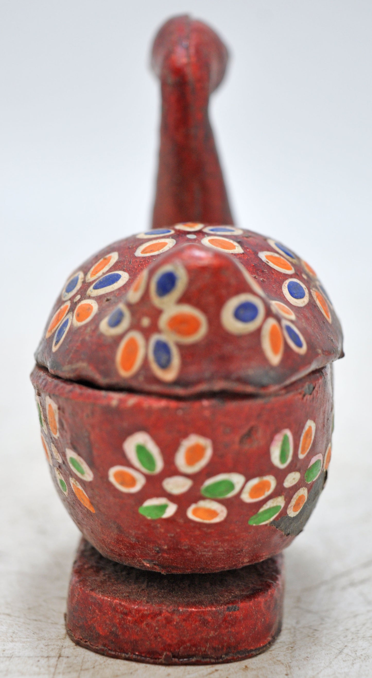 Antique Wooden Bird Shaped Kum Kum Powder Tika Box Original Old Hand Carved Painted
