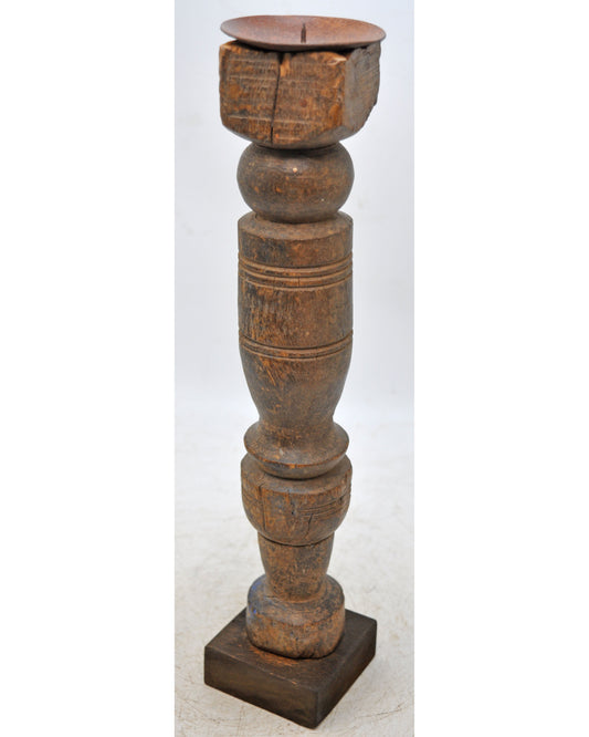 Antique Wooden Paga Leg Candle Holder Stand Original Old Hand Carved