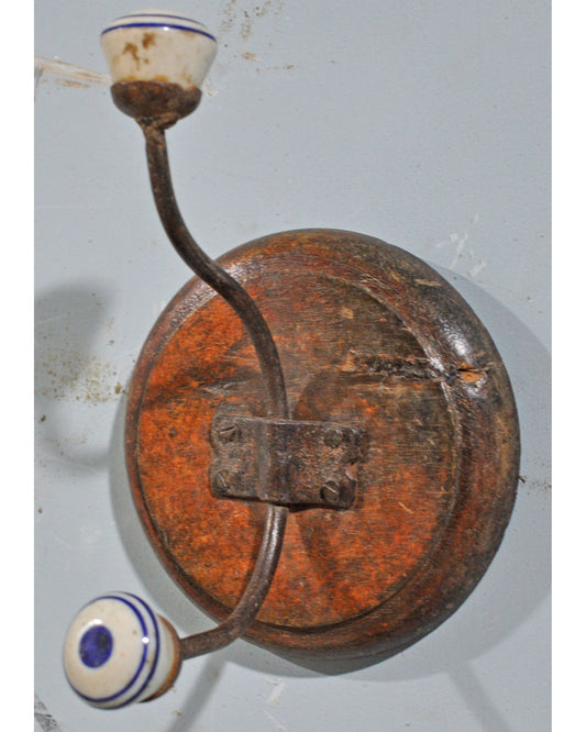Vintage Wooden Wall Hanging 1 Hook Hanger Original Old Hand Crafted
