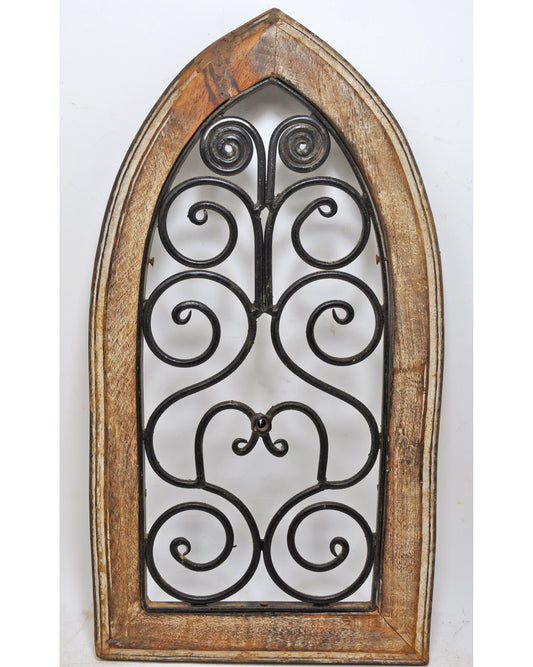 Vintage Wooden Wrought Iron Decorative Wall Décor Panel Original Old Hand Crafted