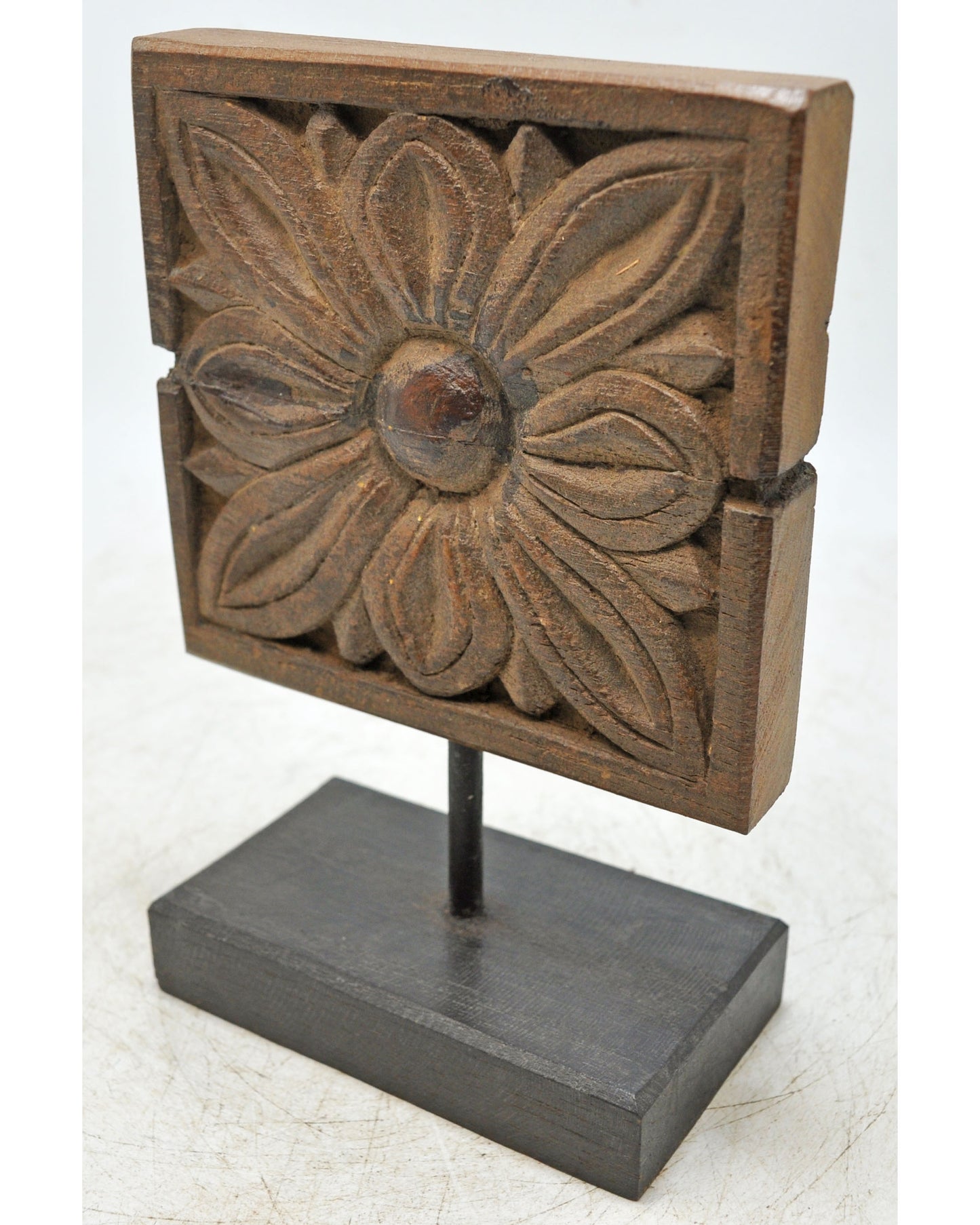 Antique Wooden Flower Carving Panel Plaque Original Old Hand Carved
