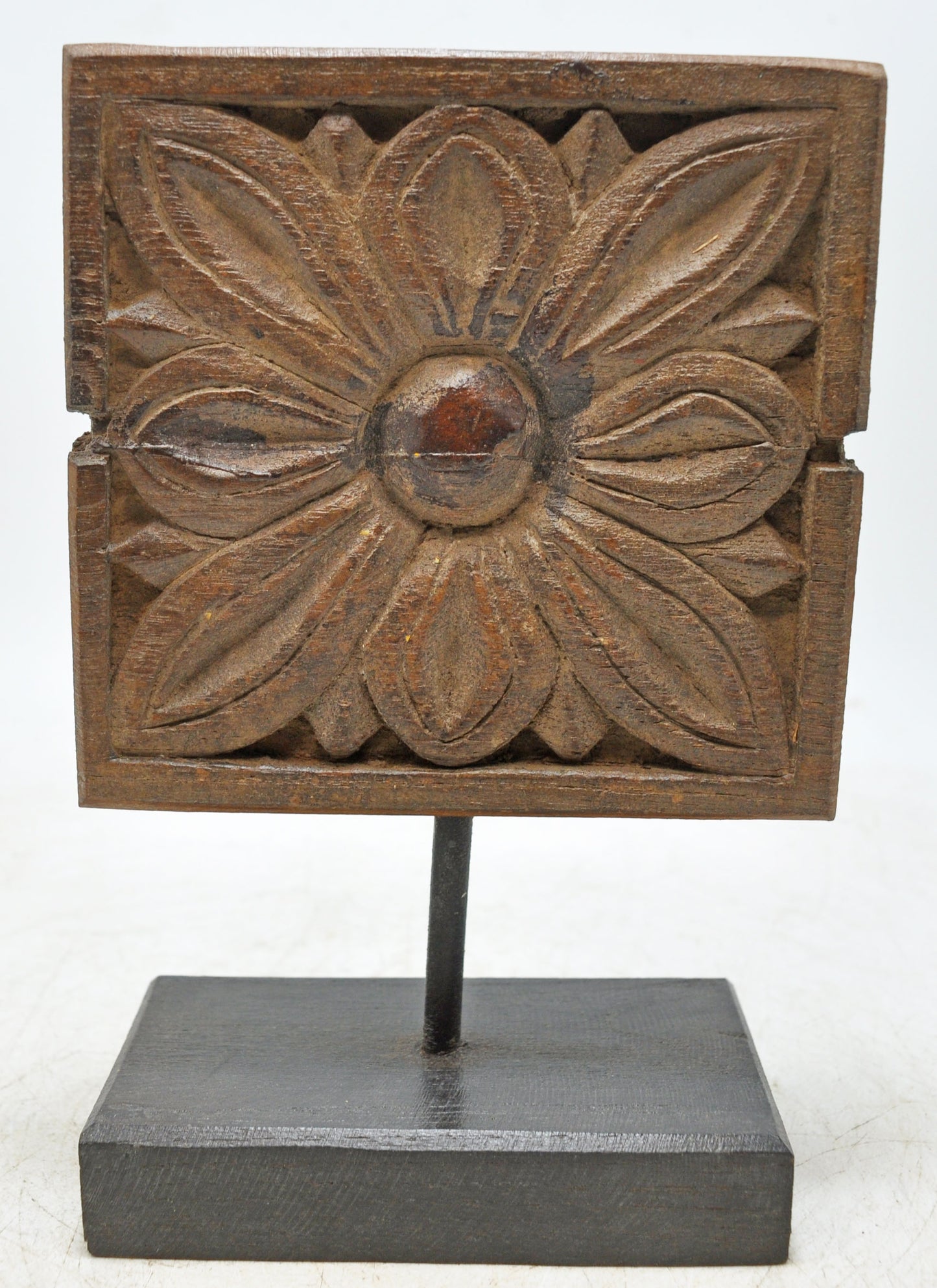Antique Wooden Flower Carving Panel Plaque Original Old Hand Carved