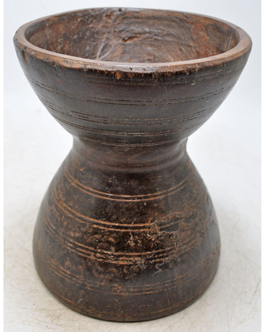 Antique Wooden Grain Grinding Mortar Pot Original Old Hand Carved
