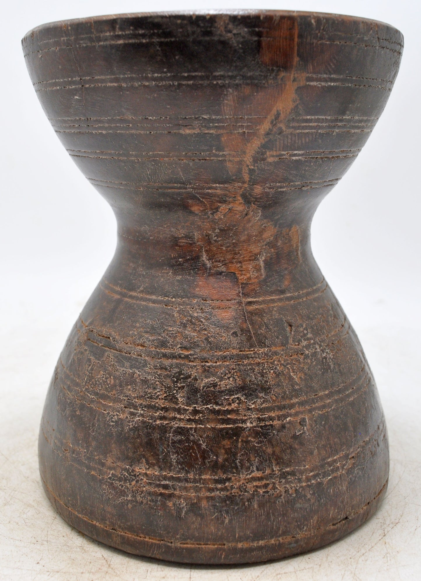 Antique Wooden Grain Grinding Mortar Pot Original Old Hand Carved