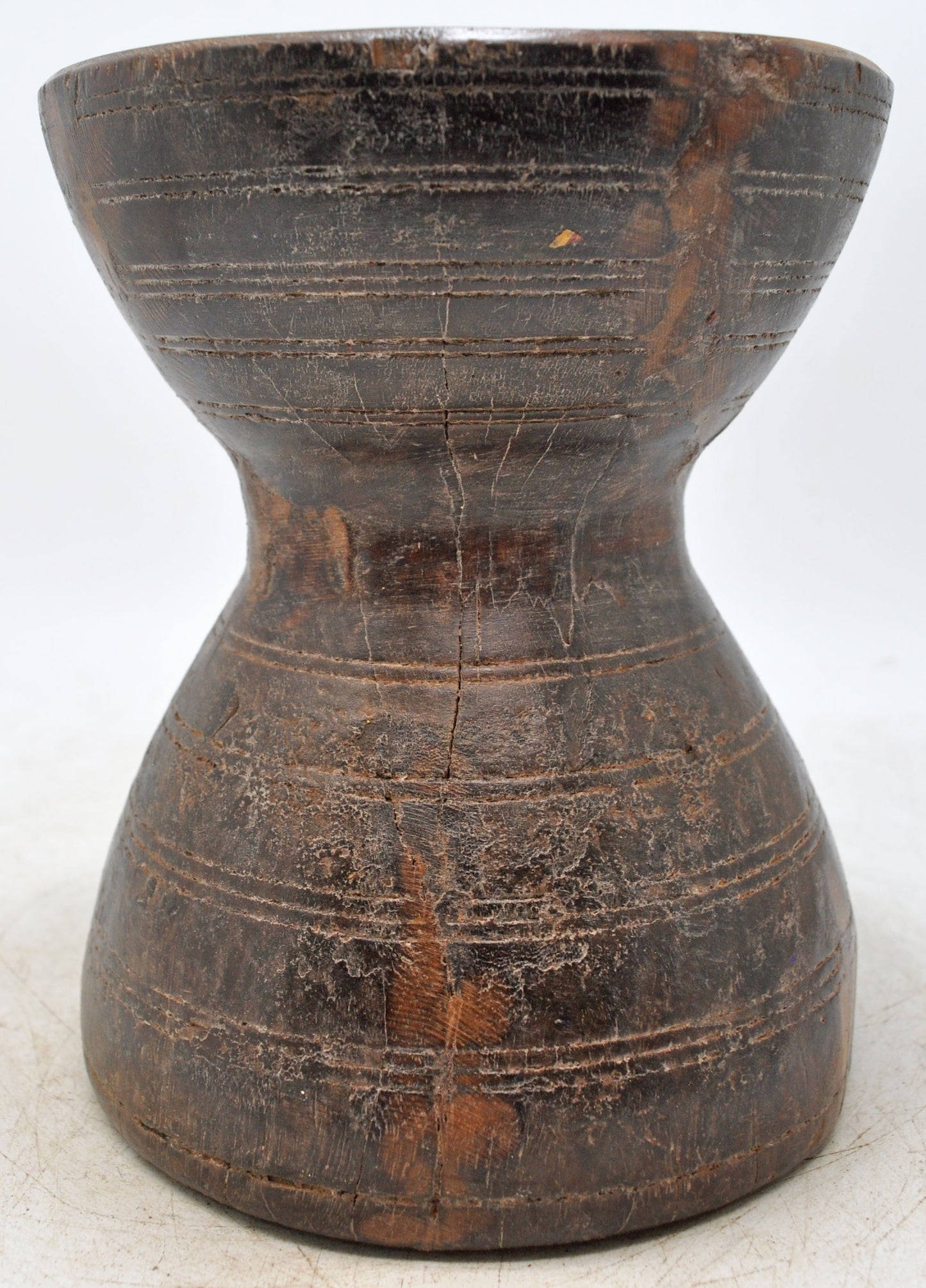 Antique Wooden Grain Grinding Mortar Pot Original Old Hand Carved