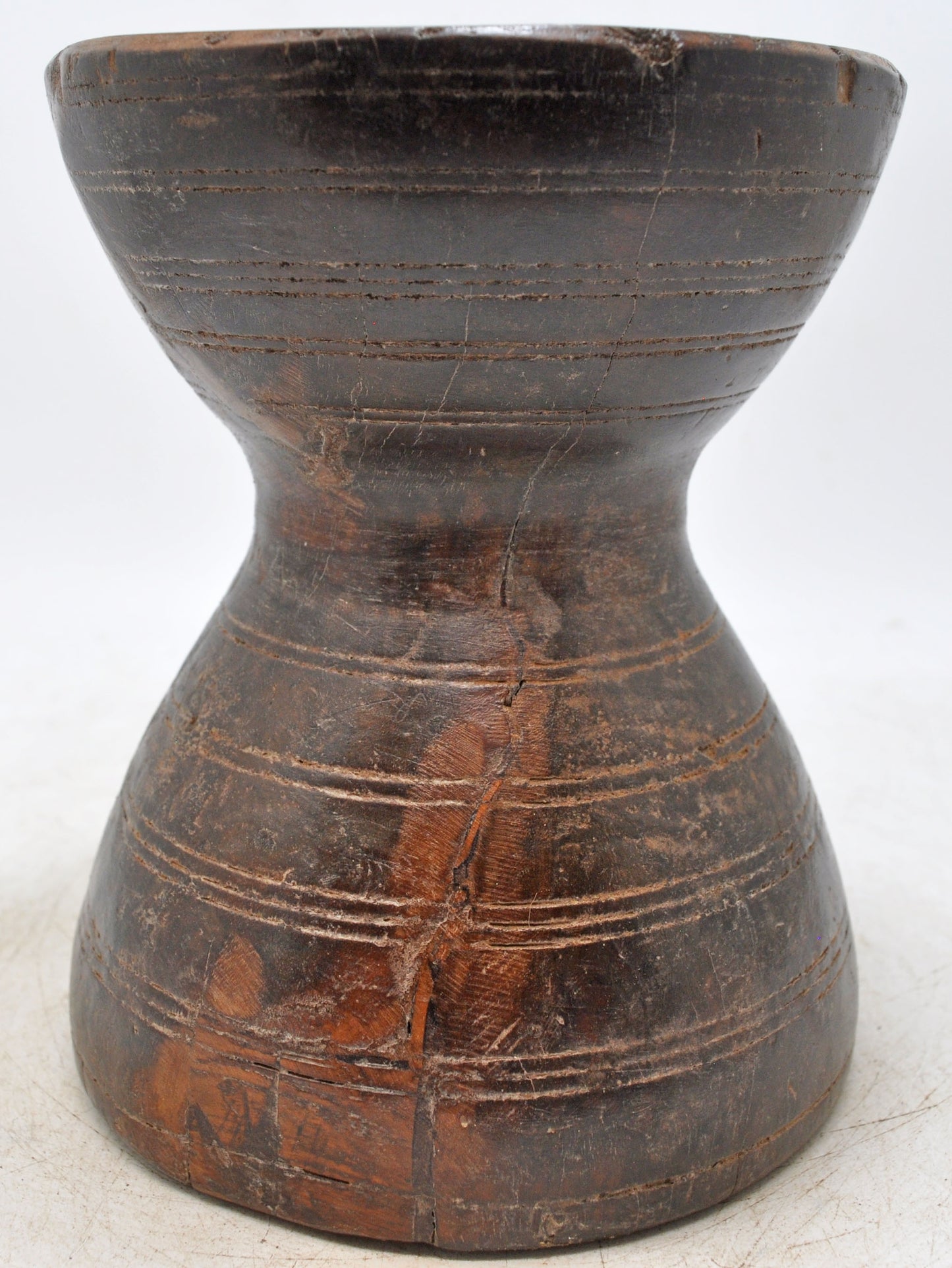Antique Wooden Grain Grinding Mortar Pot Original Old Hand Carved