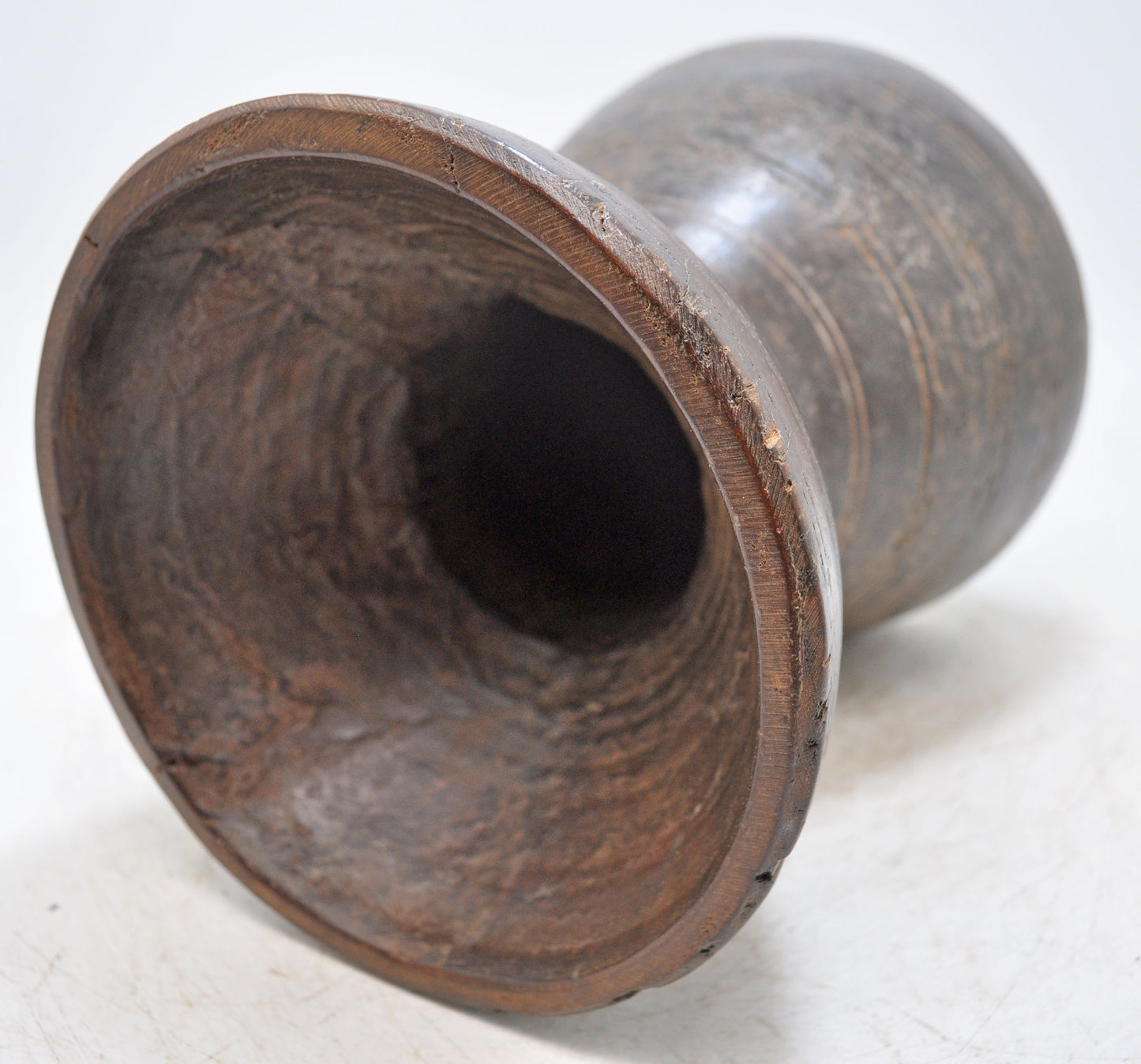 Antique Wooden Grain Grinding Mortar Pot Original Old Hand Carved