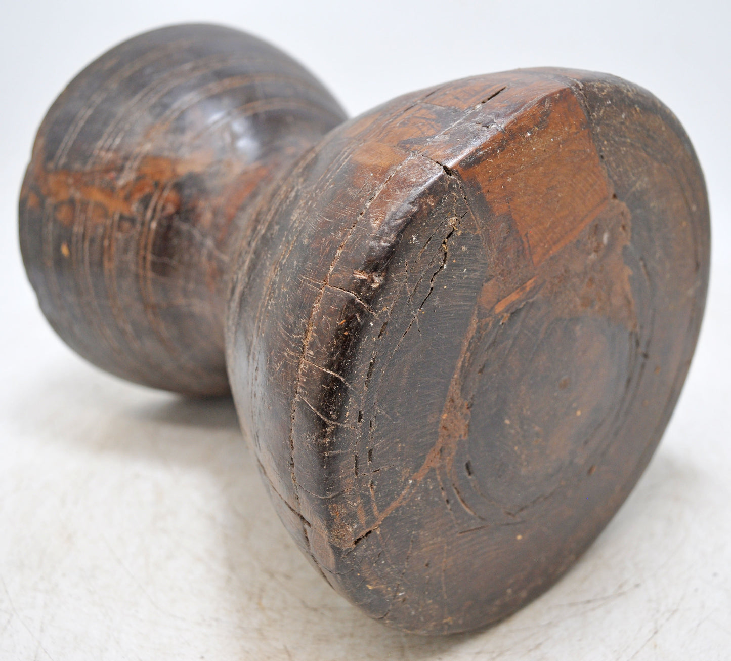 Antique Wooden Grain Grinding Mortar Pot Original Old Hand Carved