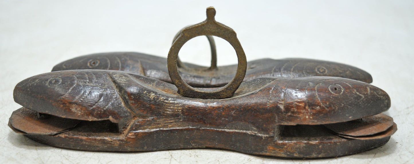 Antique Wooden Holy Man's Musical Clamps Original Old Hand Carved