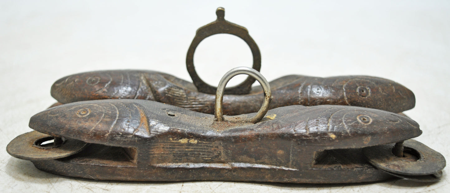 Antique Wooden Holy Man's Musical Clamps Original Old Hand Carved