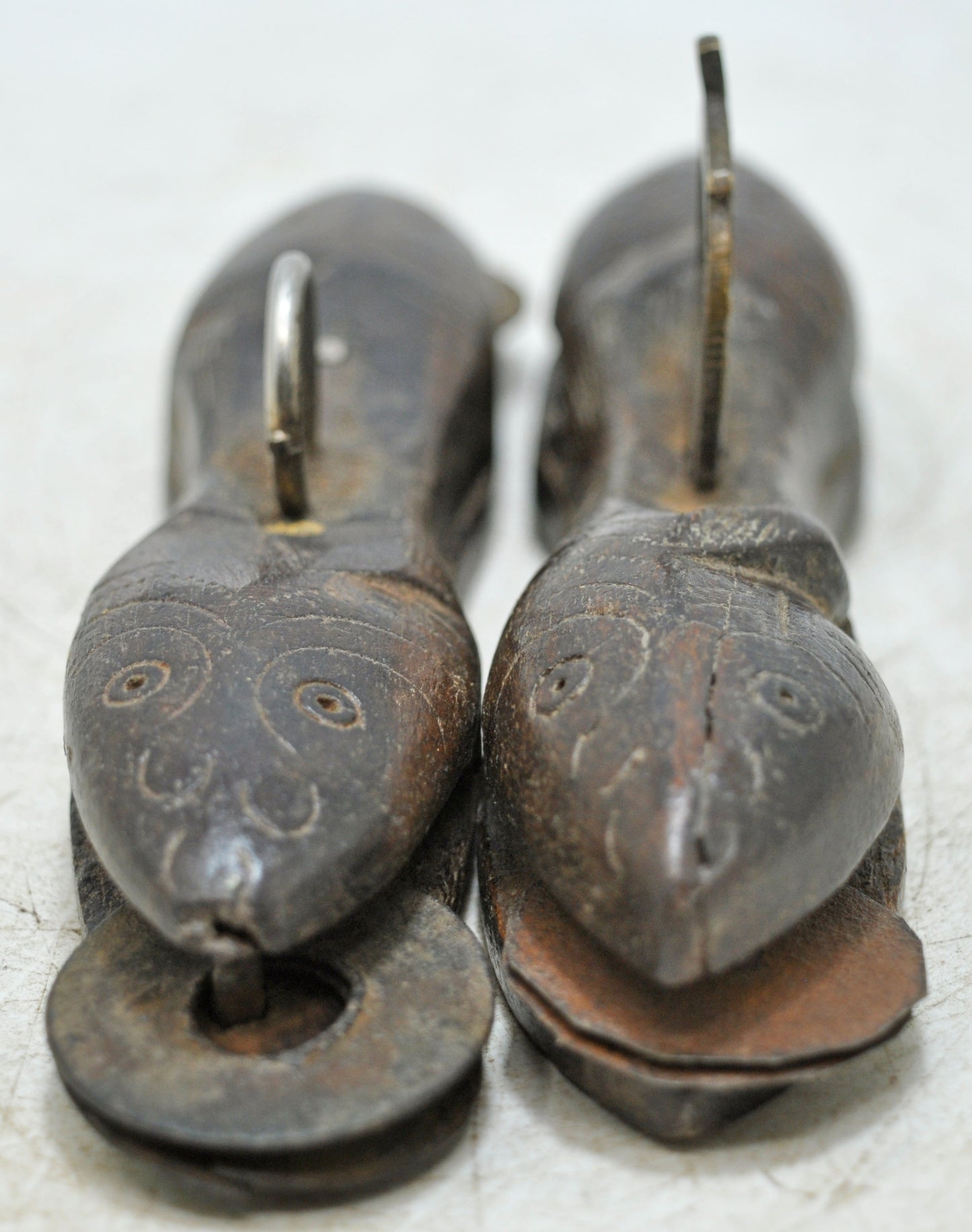 Antique Wooden Holy Man's Musical Clamps Original Old Hand Carved