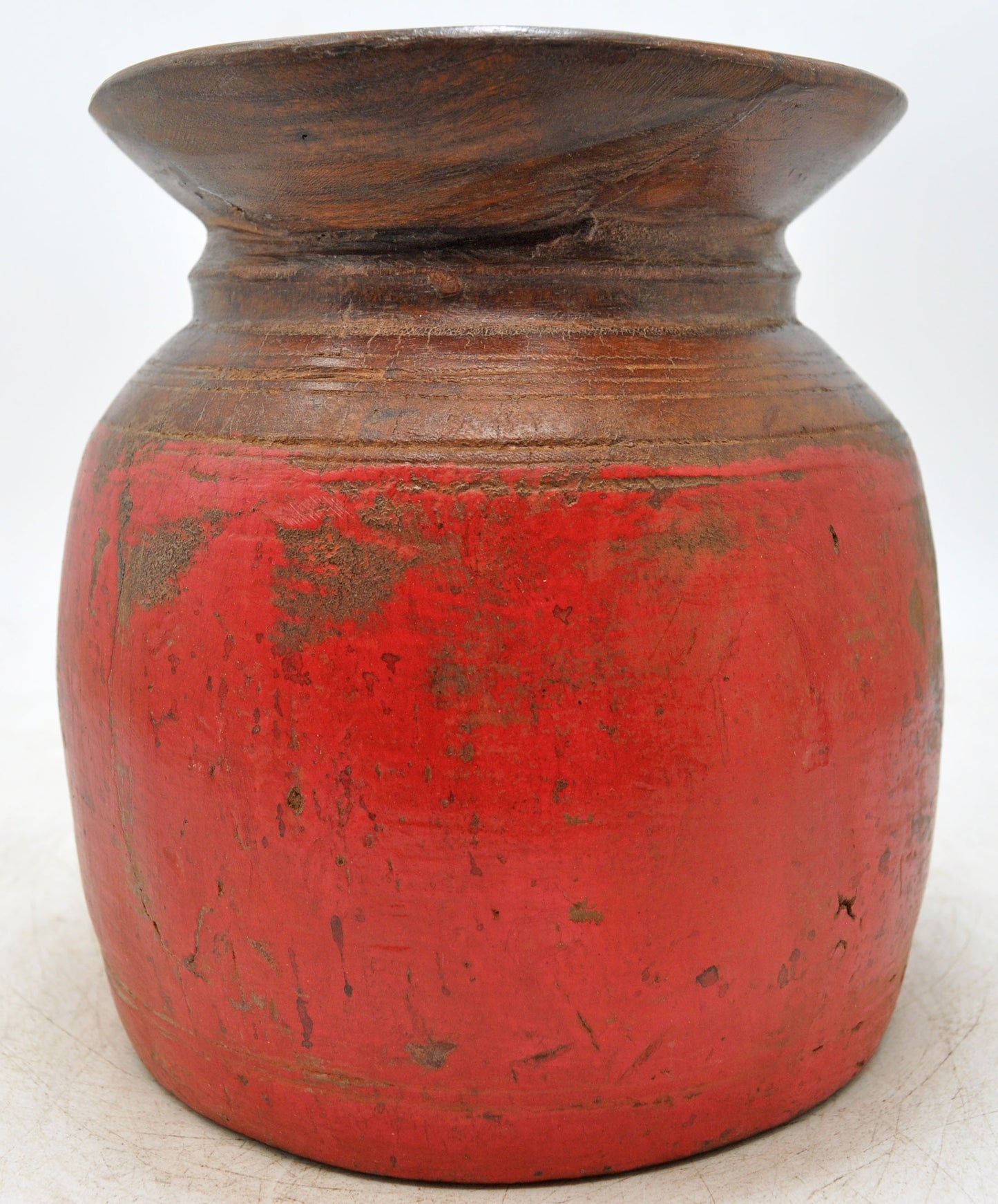 Antique Wooden Himalayan Water Pot Original Old Hand Carved