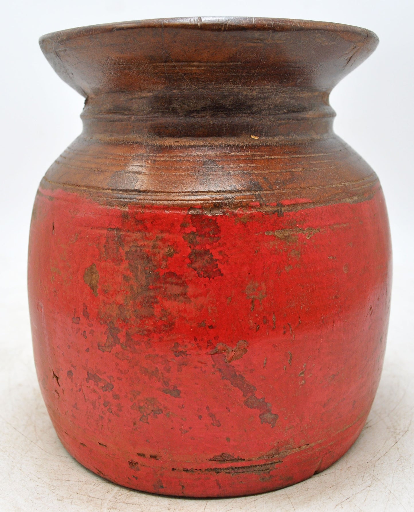 Antique Wooden Himalayan Water Pot Original Old Hand Carved