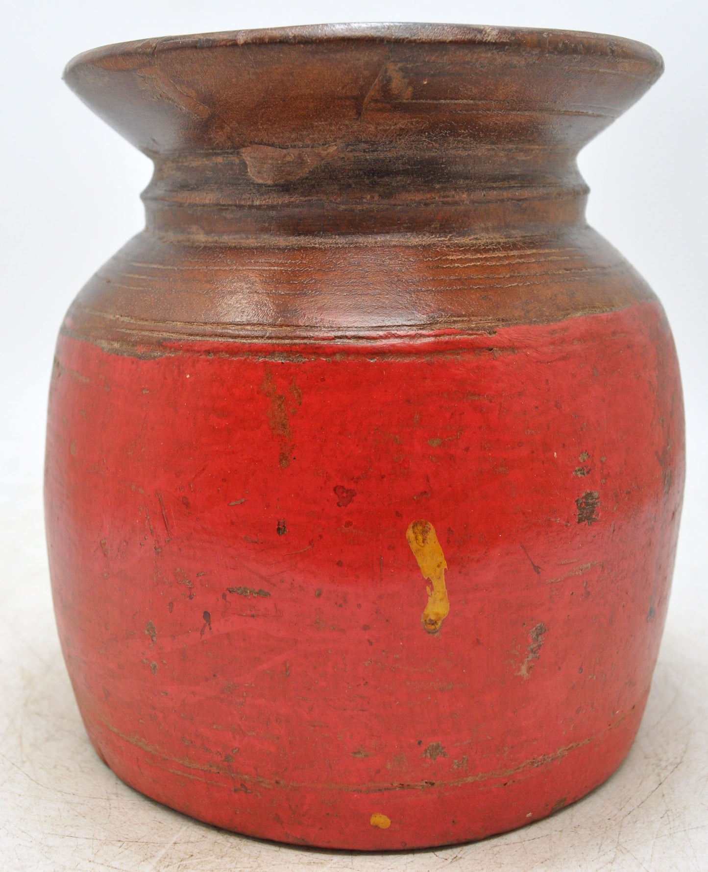 Antique Wooden Himalayan Water Pot Original Old Hand Carved