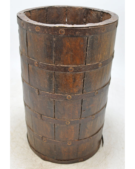 Vintage Wooden Grain Measurement Paili Pot Original Old Hand Carved