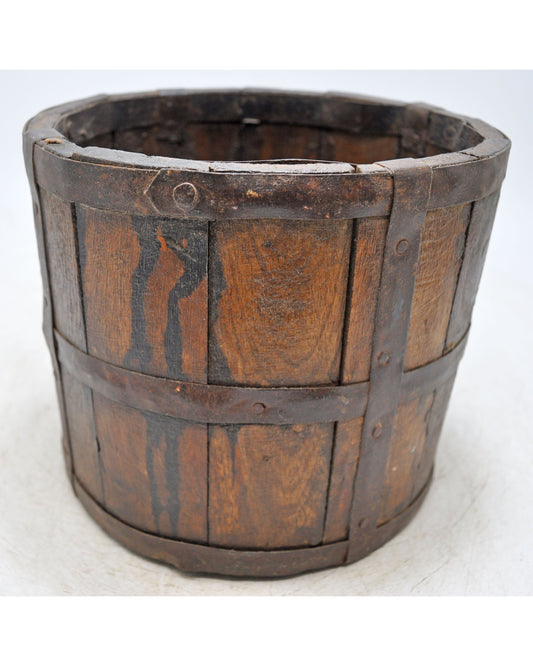 Vintage Wooden Grain Measurement Paili Pot Original Old Hand Carved