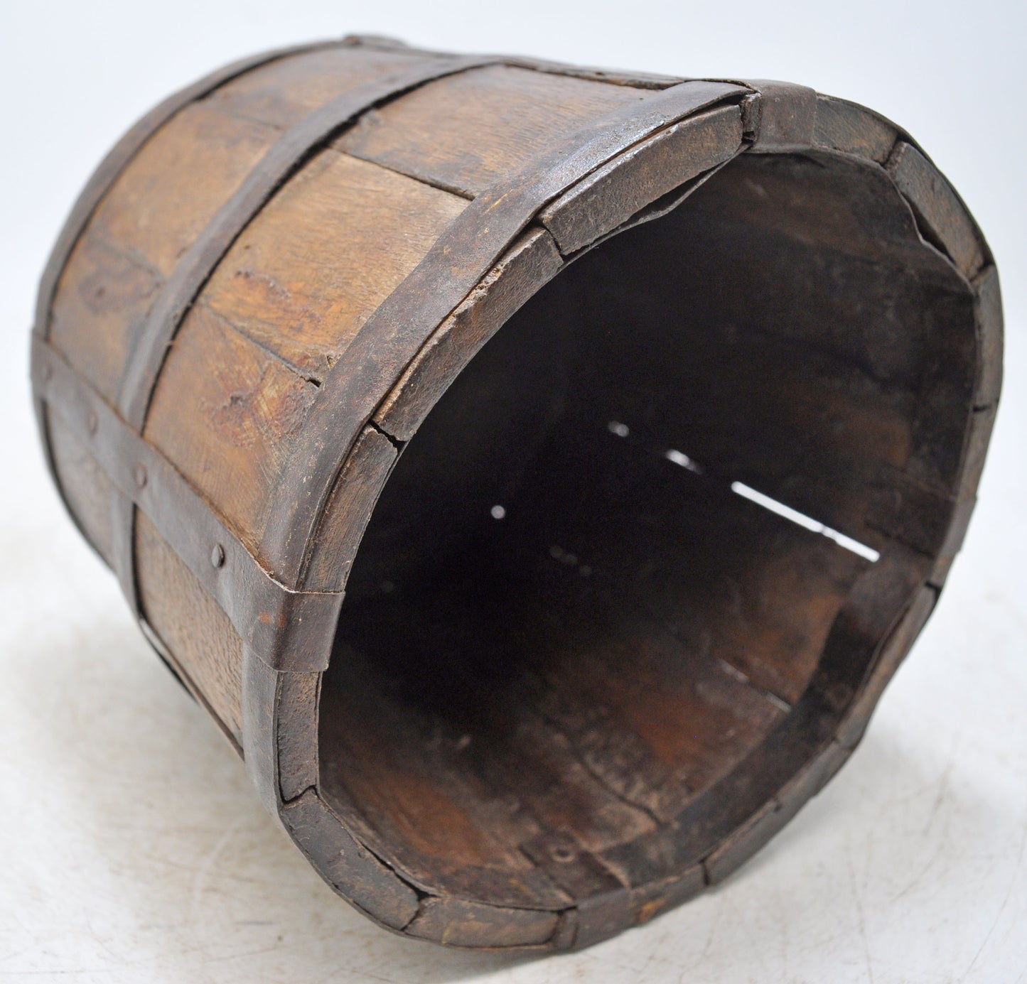 Vintage Wooden Grain Measurement Paili Pot Original Old Hand Carved